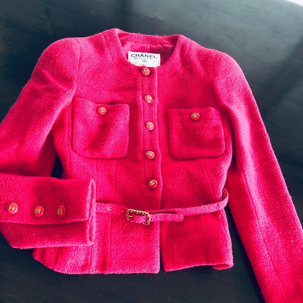 Chanel Fuchsia Pink Wool Boucle Jacket